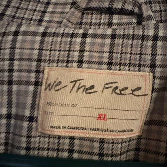 We The Free Free People Cali Grey Plaid Blazer Two Button Jacket Womens XL - Picture 5 of 9